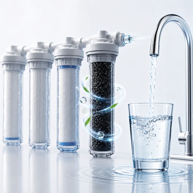 Финишная угольная очистка воды перед точкой выдачи